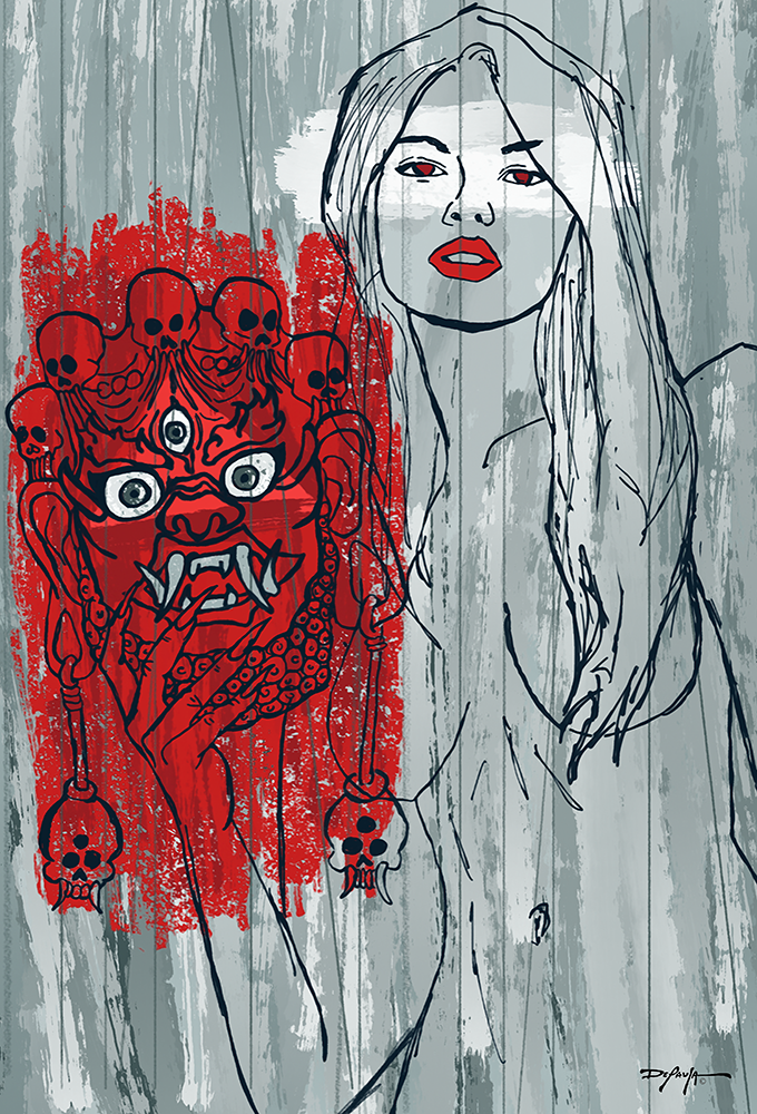 Enshroud Woman Mask Portrait Contemporary Fine Art Canvas Print