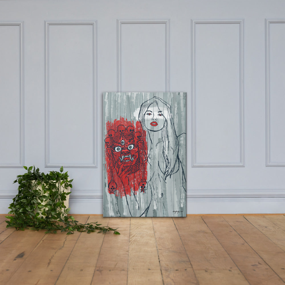 Enshroud Woman Mask Portrait Contemporary Fine Art Canvas Print