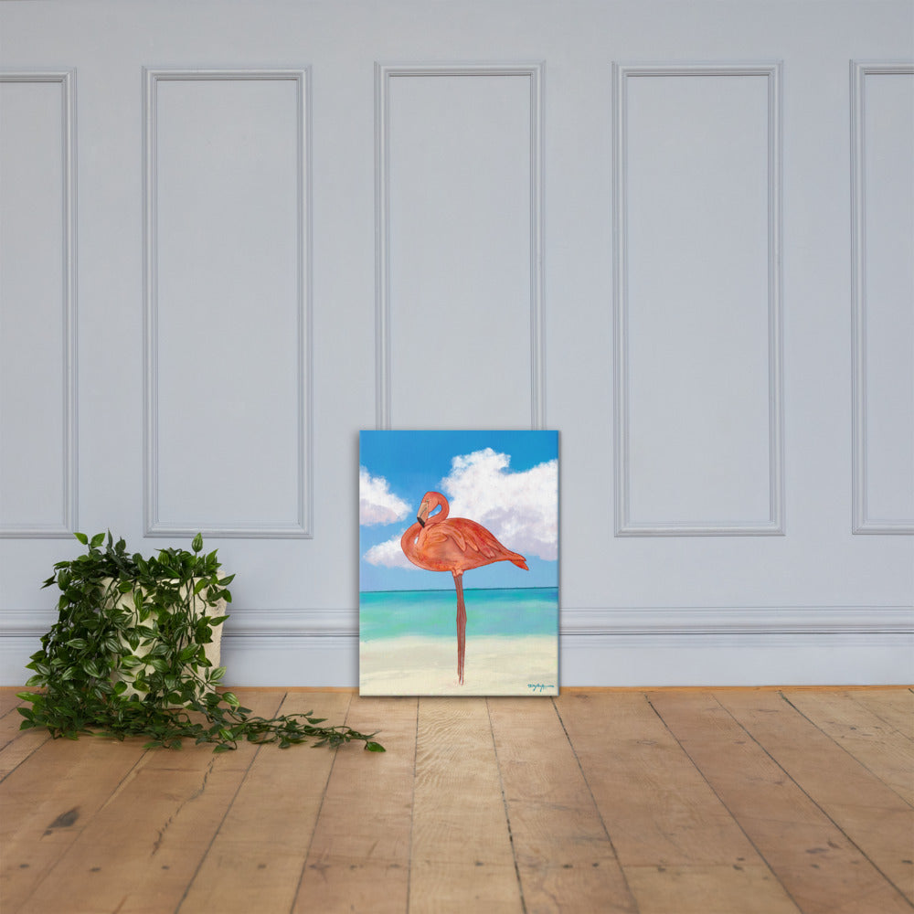 Flamingo Beach Fine Art Canvas 18" x 24"