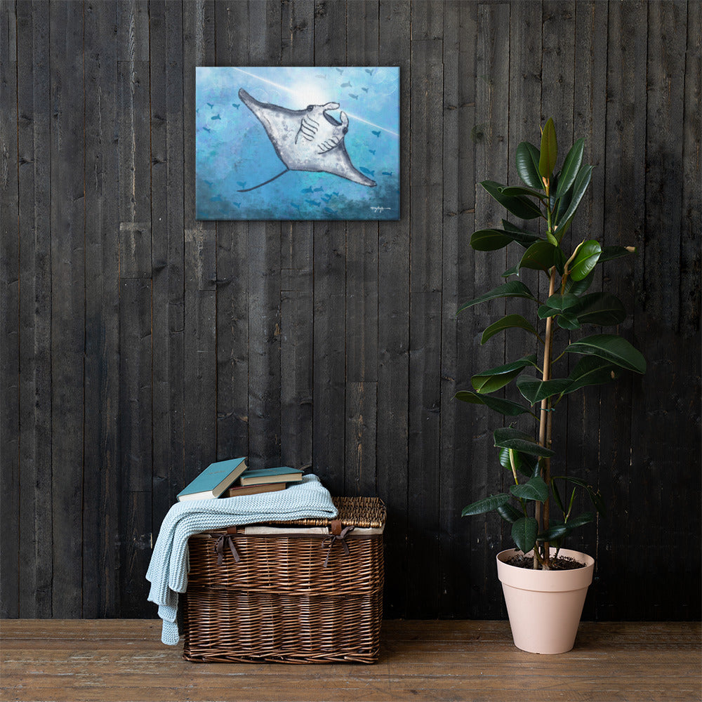 Sea Life Impression Manta Ray Fine Art Canvas Print 18" x 24"