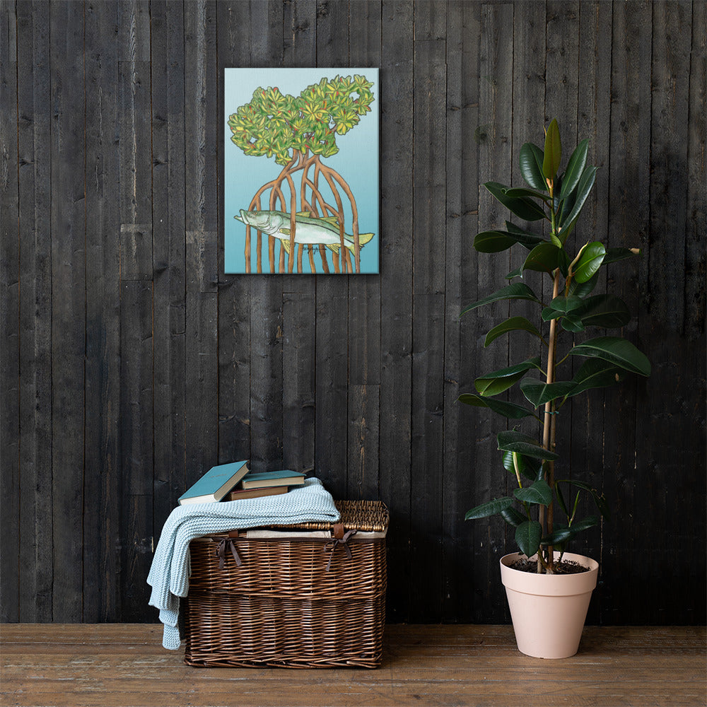 Snook in the Mangroves Fine Fish Art Canvas Print