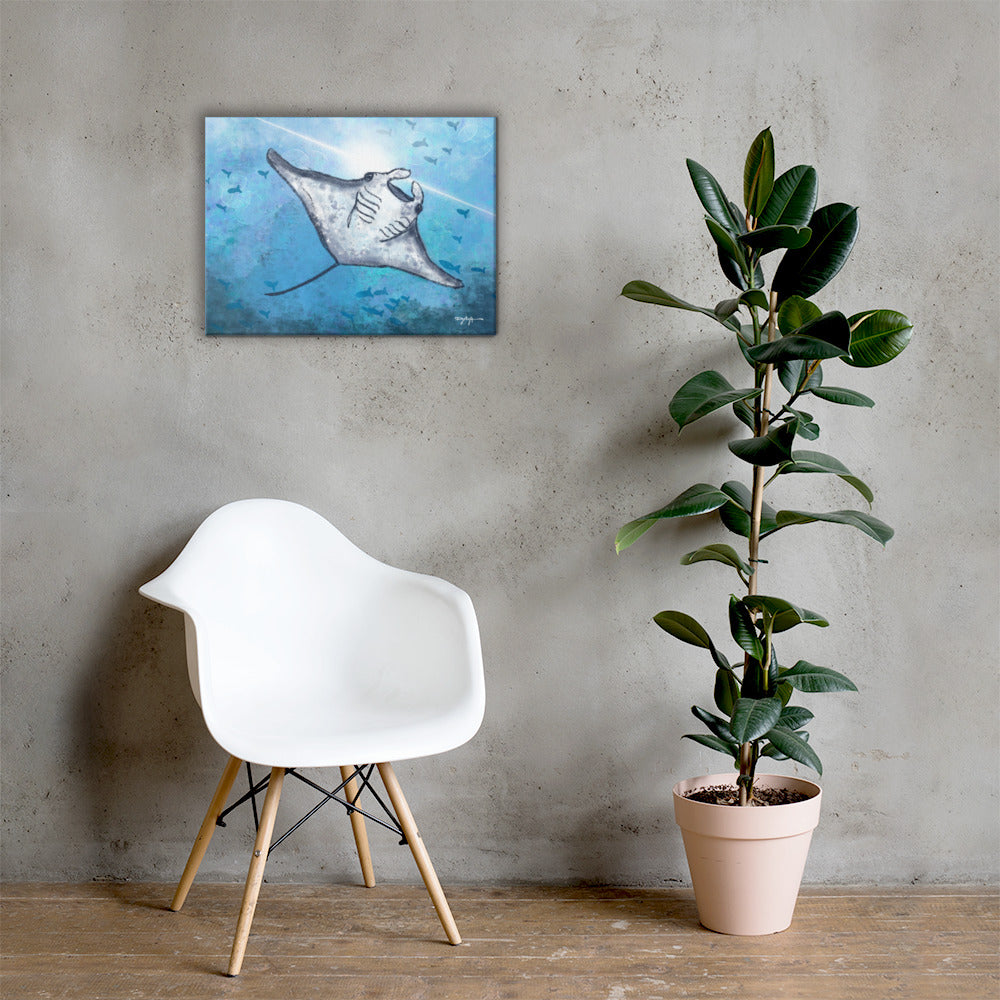 Sea Life Impression Manta Ray Fine Art Canvas Print 18" x 24"
