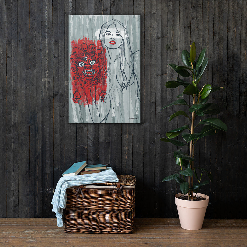 Enshroud Woman Mask Portrait Contemporary Fine Art Canvas Print