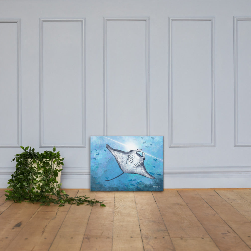 Sea Life Impression Manta Ray Fine Art Canvas Print 18" x 24"