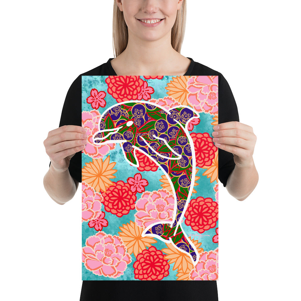 Uchikake Dolphin Fine Coastal Art Print 12 x 18