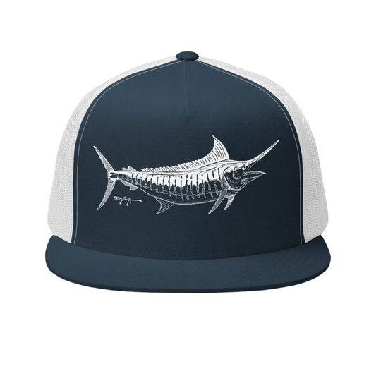 Signature White Blue Marlin Trucker Cap