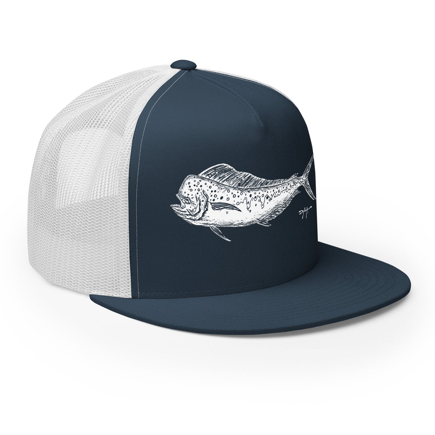 Signature White Mahi Mahi Trucker Cap