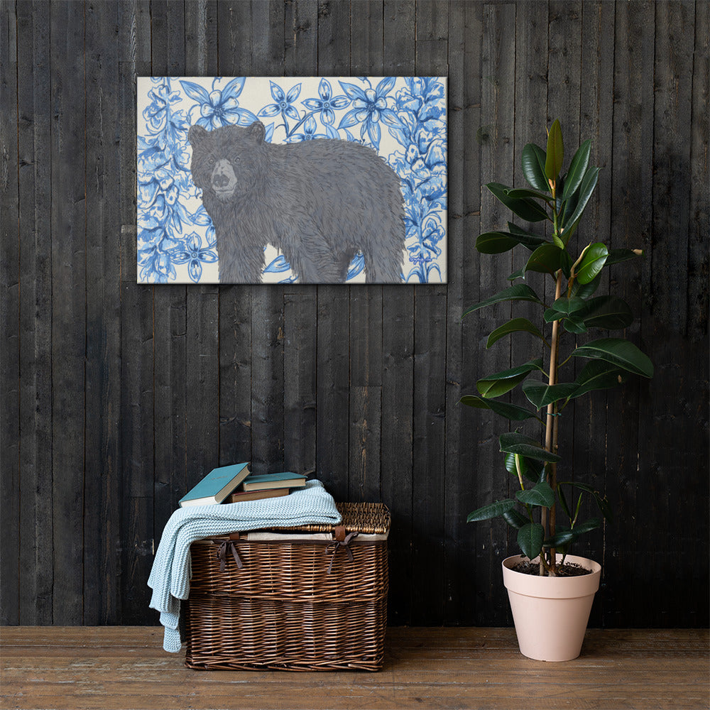 Appalachian Porcelain Black Bear Fine Art Canvas Print 24 x 36