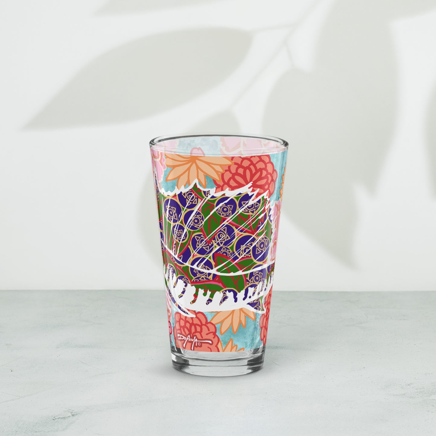 Floral Sailfish Shaker pint glass