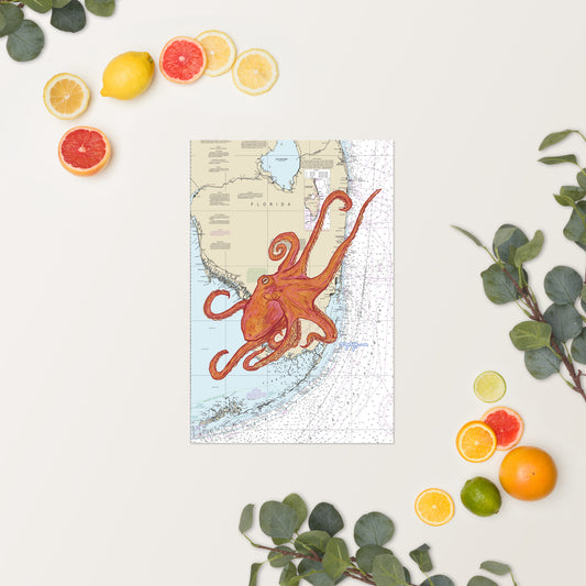 Octopus Nautical Chart Fine Art Print