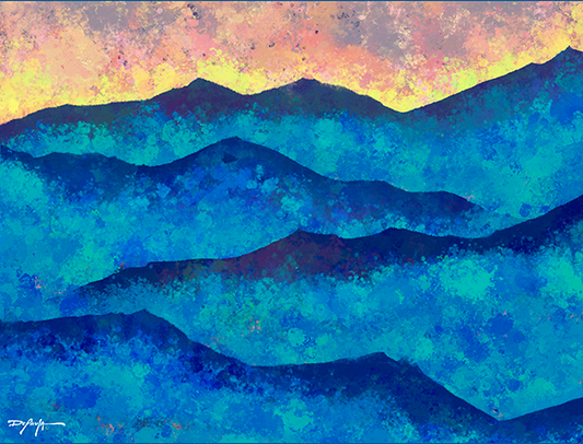 Golden Sky Blue Ridge Mountains III Fine Art Landscape Canvas