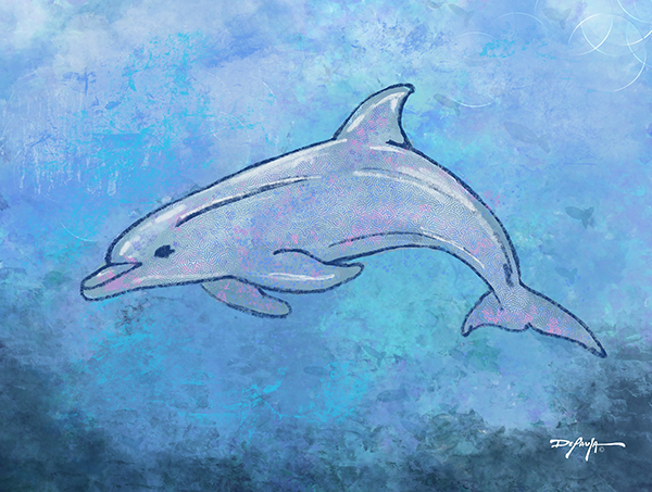 Sea Life Impression Dolphin Fine Art Canvas Print