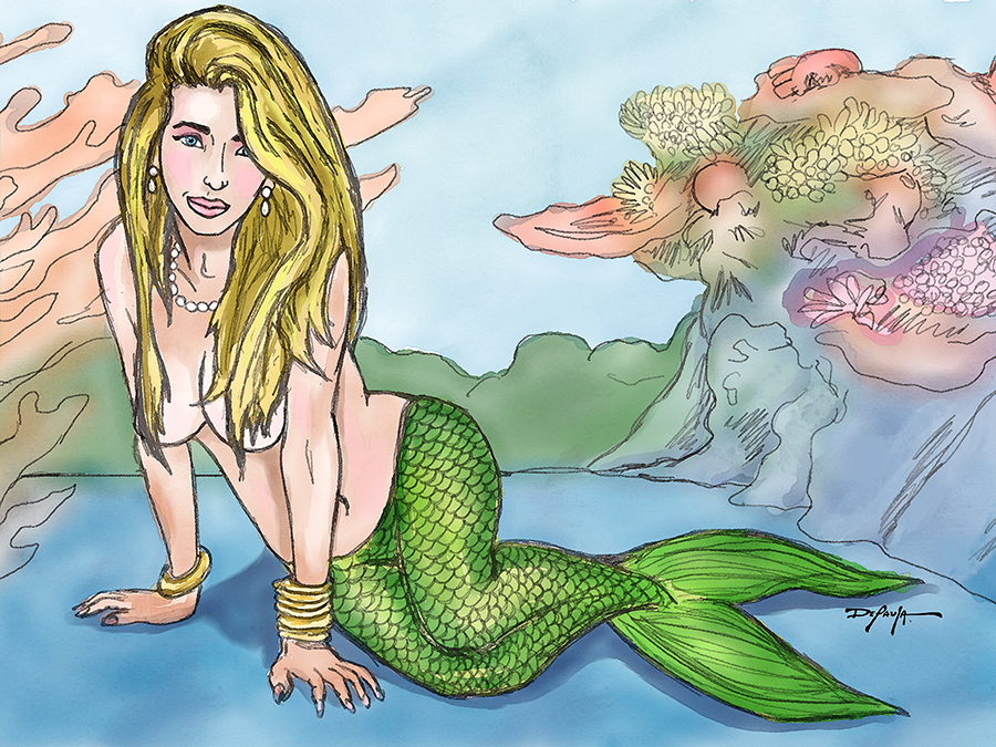 The Mermaid Reef Fine Coastal Art Canvas Print