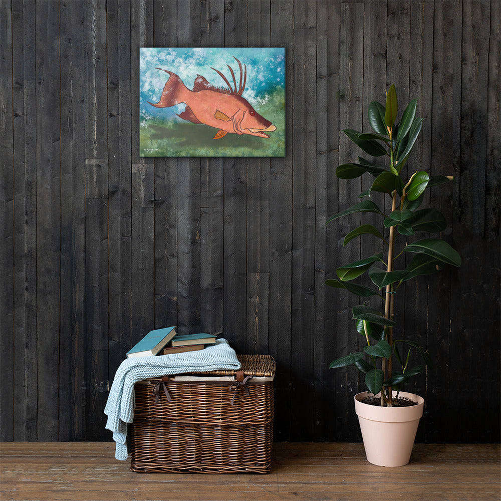 Hogfish with Blues and Greens Fine Art Canvas