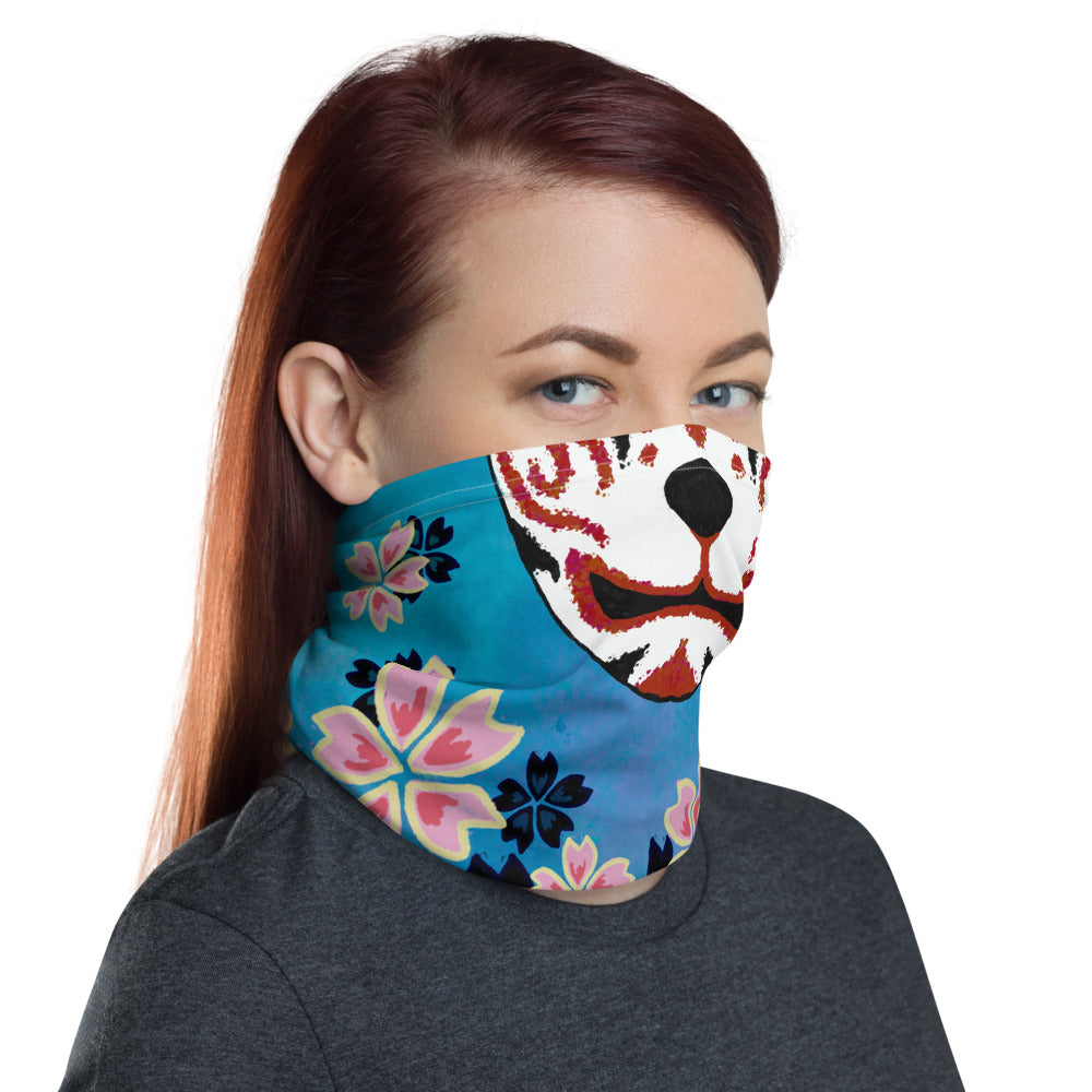 Fox Cherry Blossoms Face Mask Neck Gaiter