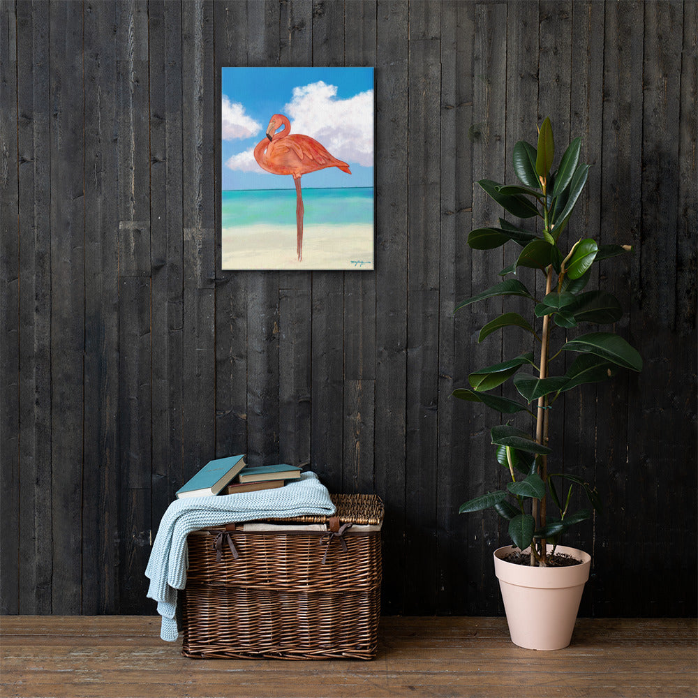 Flamingo Beach Fine Art Canvas