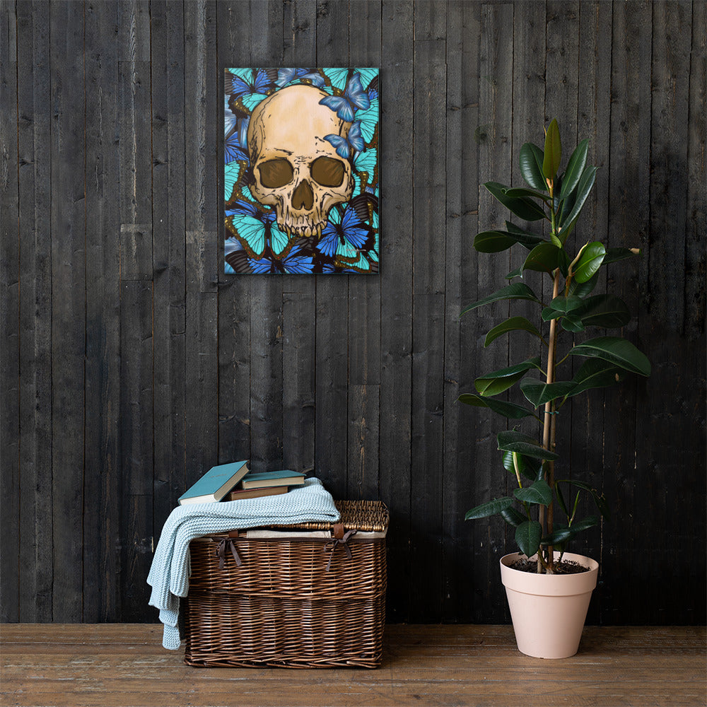 Skull and Butterflies Fine Art Canvas Print