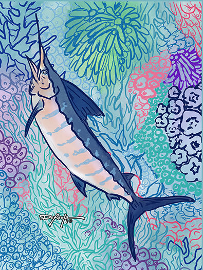 Sapphire Reef Blue Marlin Sportfish Fine Fish Art Canvas Print