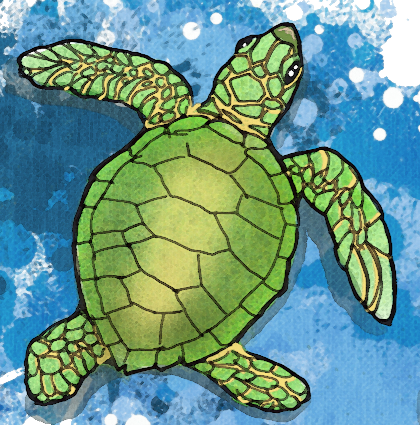 Hatchling Sea Turtles Expressionism Fine Coastal Art Canvas Print
