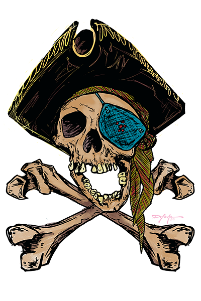 One Eyed Pirate Jolly Roger Fine Art Print 12 x 18