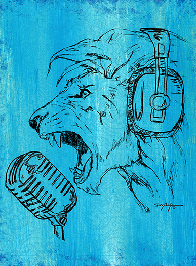 The Roaring Lion Microphone Fine Art Canvas Print