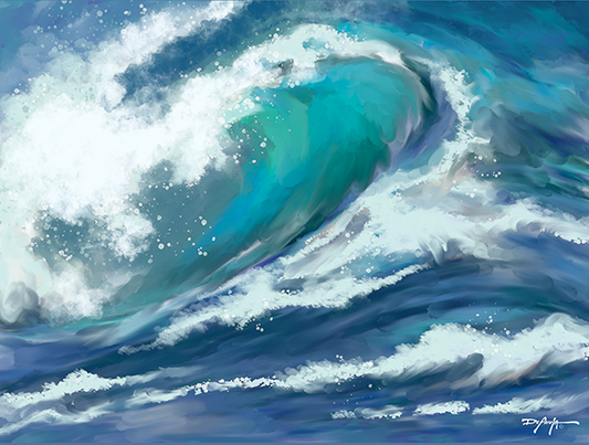 Deep Blue Wave Fine Art Canvas