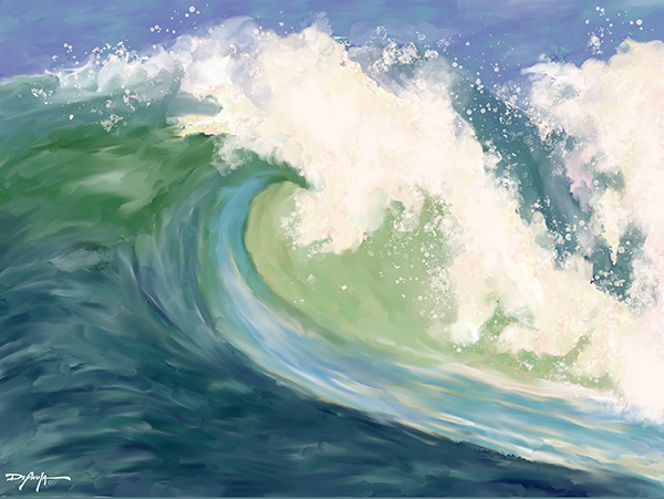 Crashing Emerald  Wave Fine Art Canvas